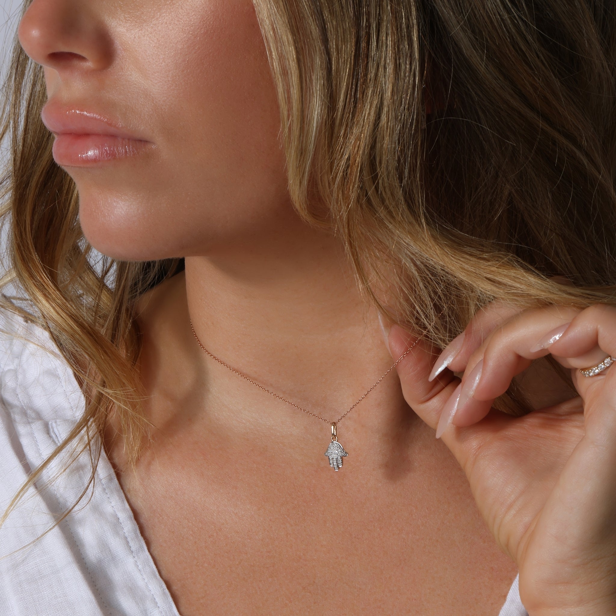 Pave Hamsa Necklace