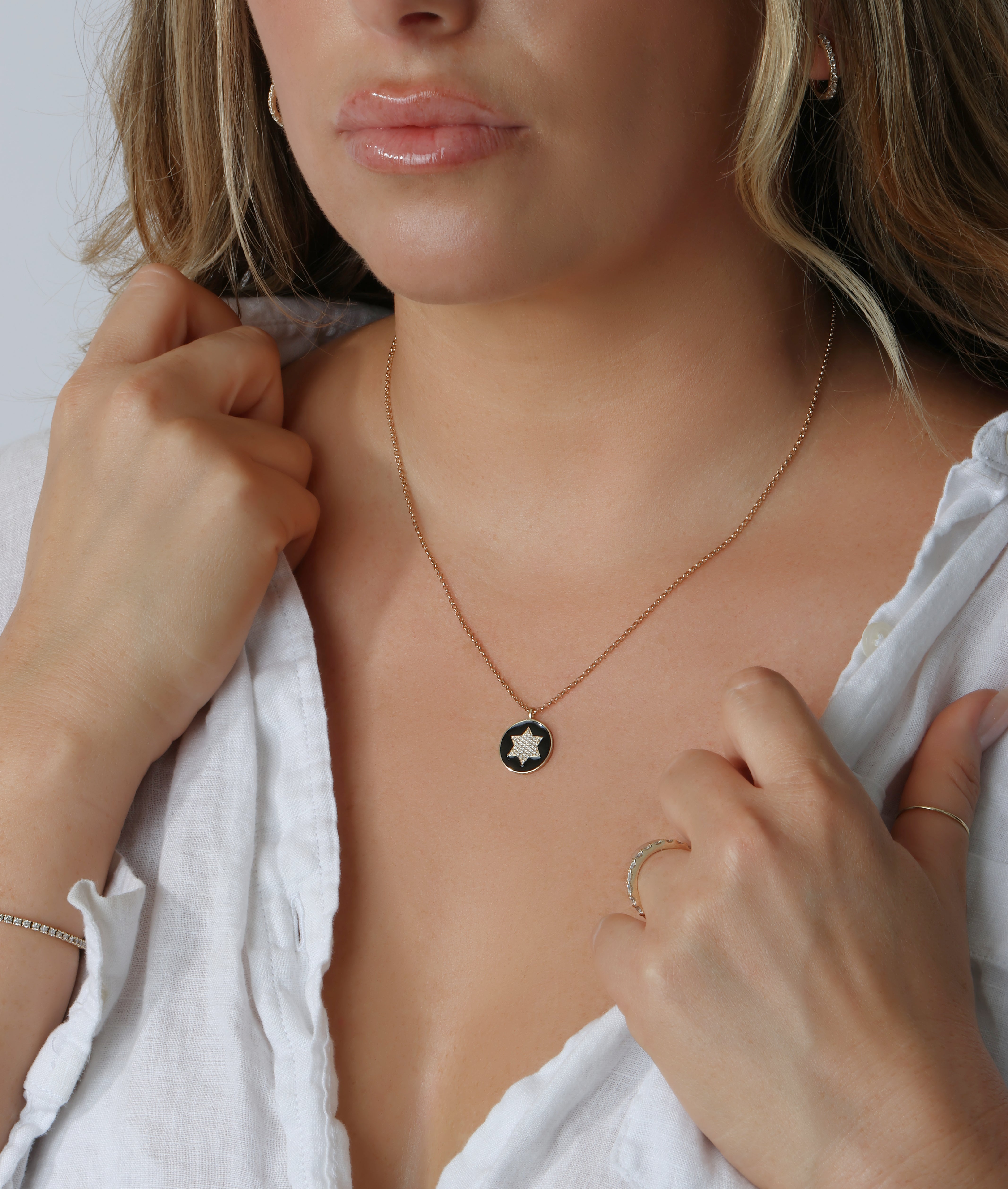 Black Enamel Star of David (Large)