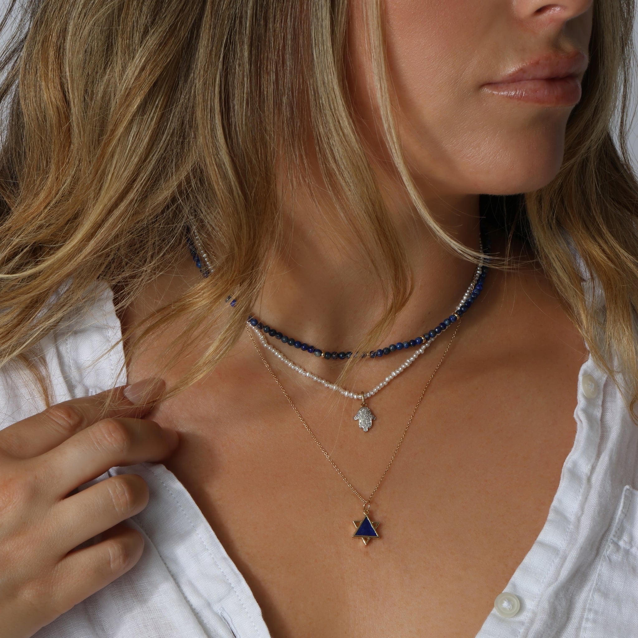 Lapis Star of David Necklace