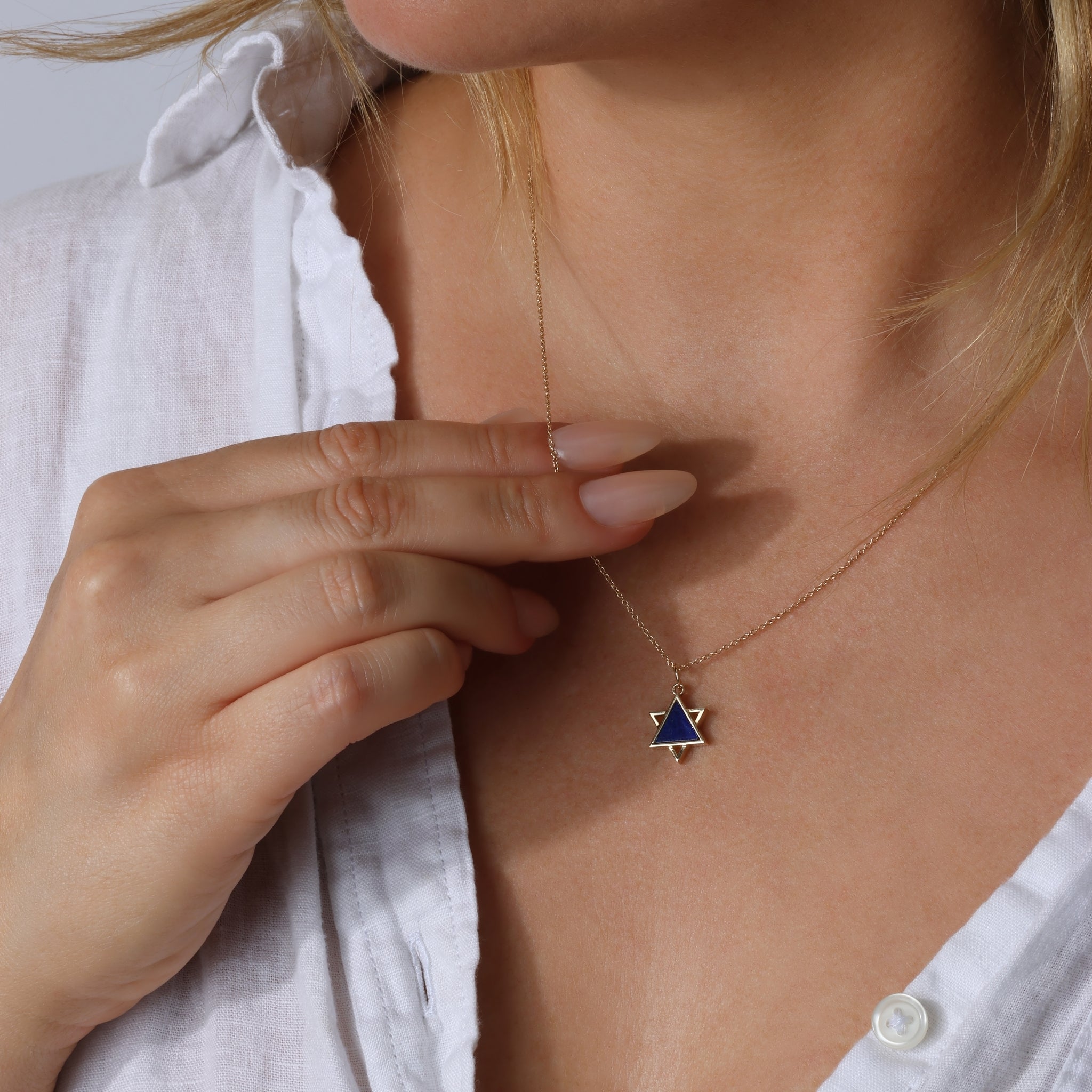 Lapis Star of David Necklace