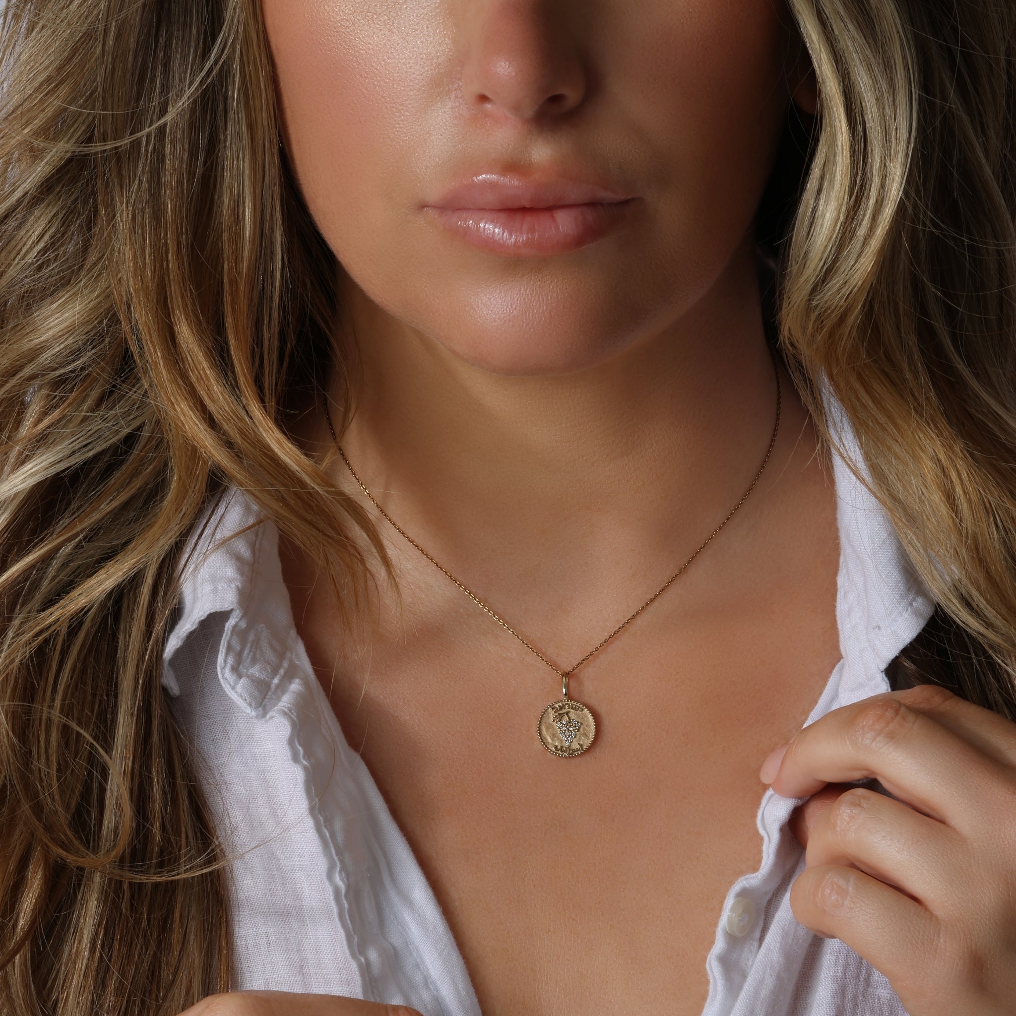 Antique Coin Grape Leaves Necklace