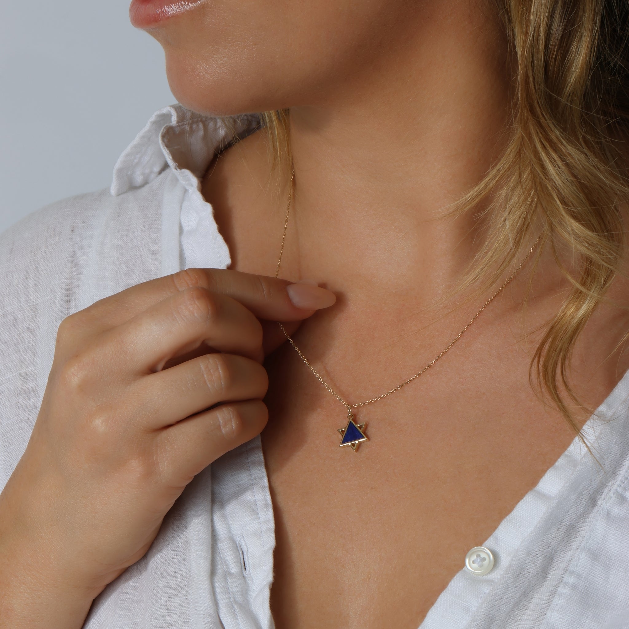Lapis Star of David Necklace