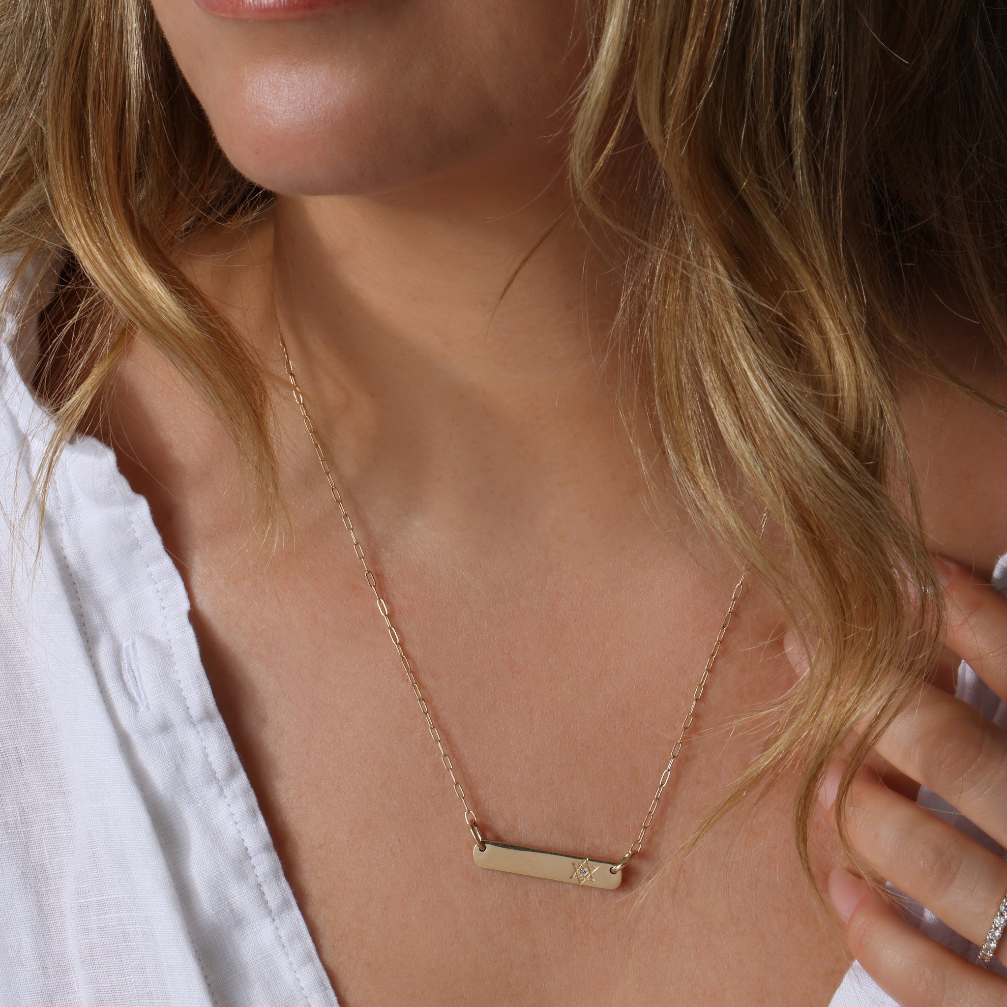Name Plate Star of David Necklace