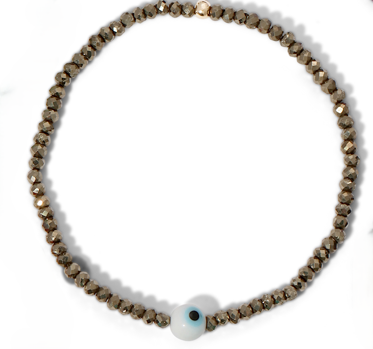 Pyrite Evil Eye Stretch Bracelet