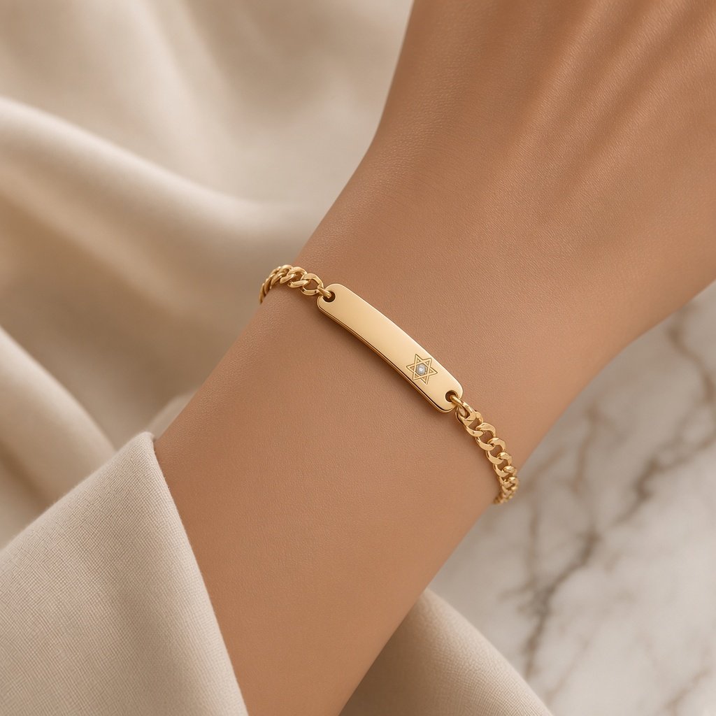 Name Plate Star of David Bracelet
